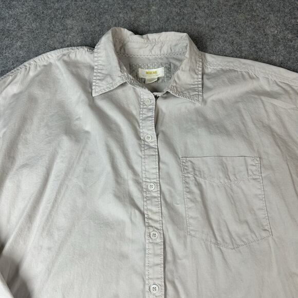 Maeve Anthropologie Shirt Womens Medium Button Down Cotton Rounded High Low Gray - Picture 3 of 9